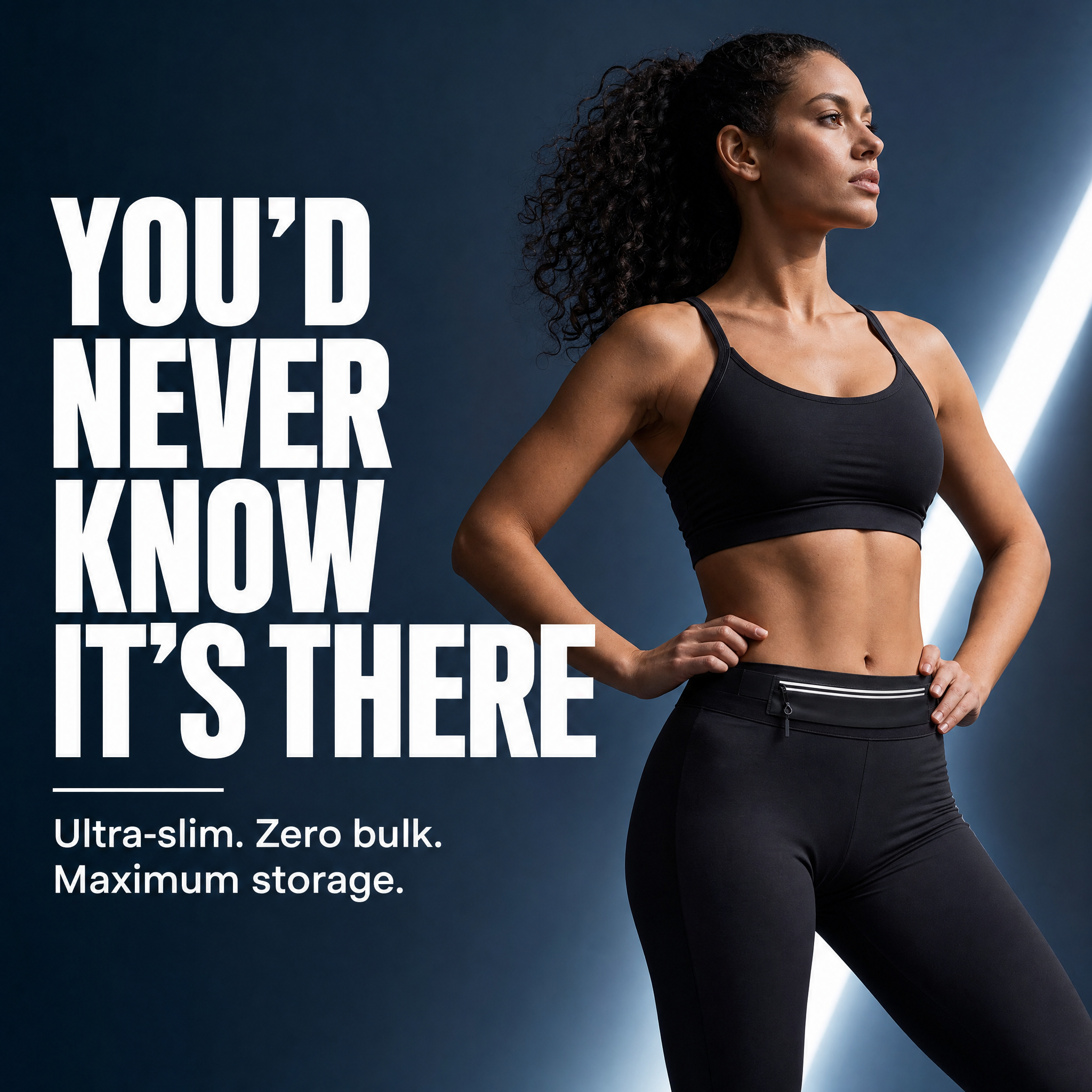 Woman wearing the ultra-slim running belt that you'd never know is there