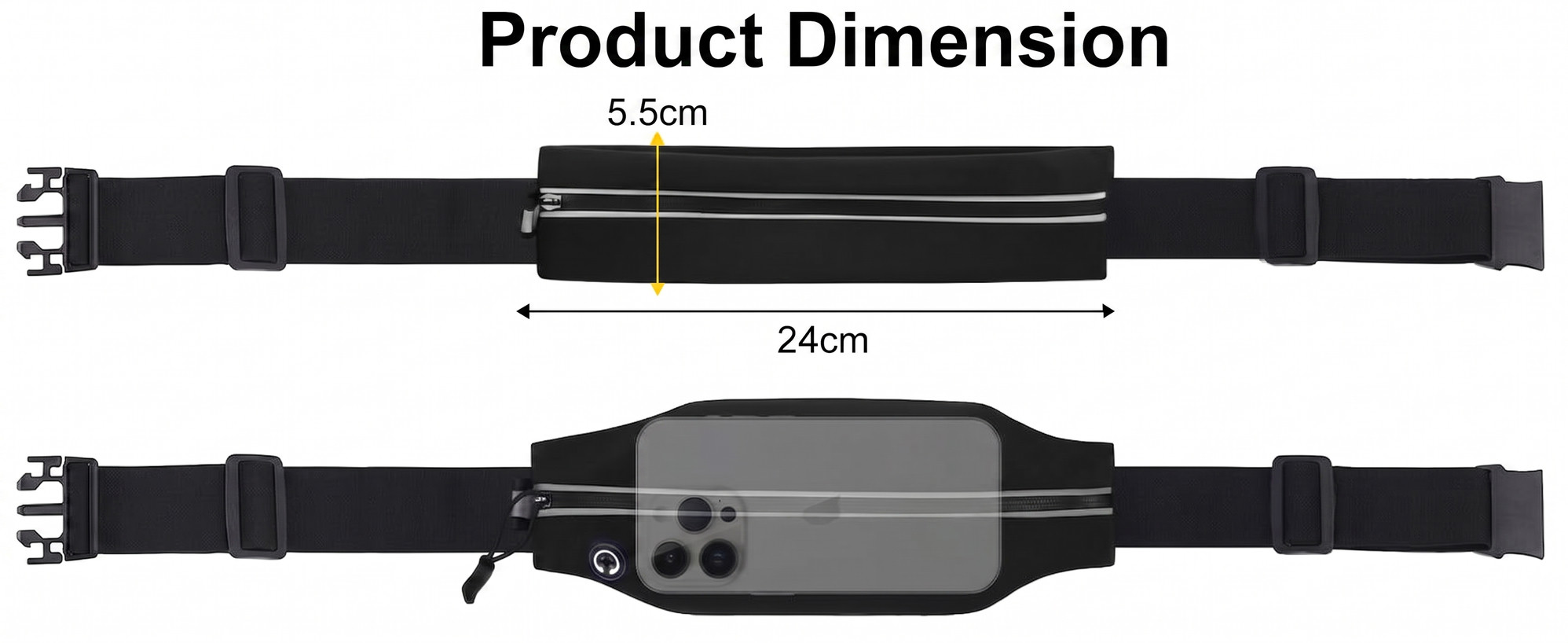 Product dimension diagram showing 5cm height and 24cm width