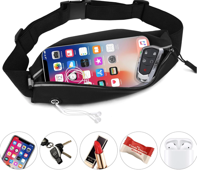 Belt pocket fitting phone, keys, and everyday items
