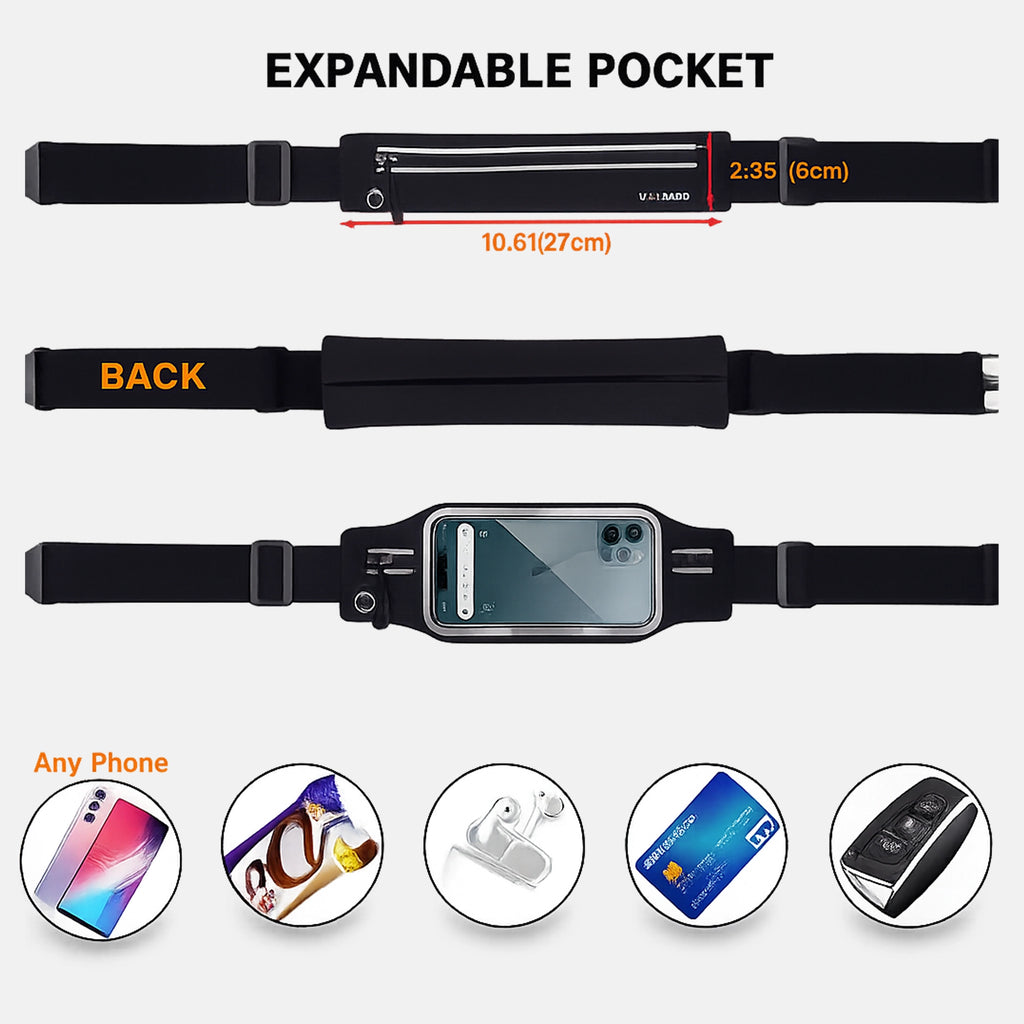 Slim Running Belt – Phone Holder Waist Pack for Men & Women (Fits All Phones)